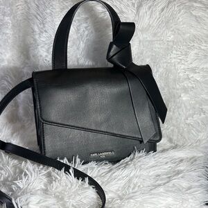 Karl Lagerfeld Black Crossbody Bag with Bow Detail